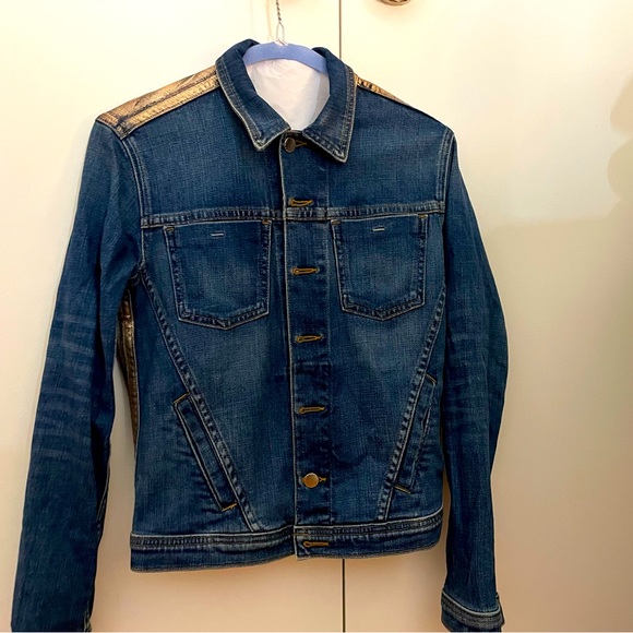 L’agence ultra cool slim fit denim jacket with rose gold foil back - Picture 3 of 5